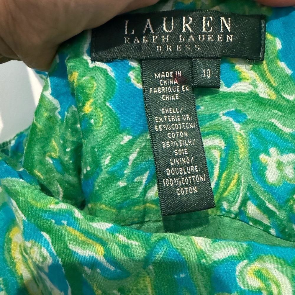 Lauren Ralph Lauren Green & Blue Paisley Tiered Long Dress size 10 floral - Picture 5 of 9